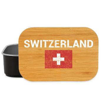 Badge de la Suisse avec emblème du drapeau - Boîte à goûter - noir - Devant