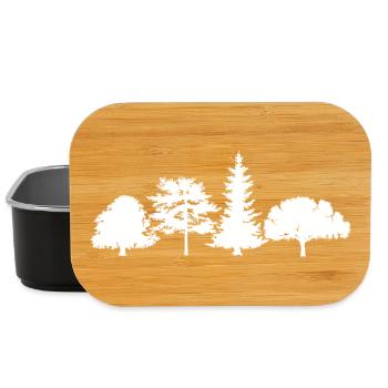 Baum Eiche Birke Fichte Mischwald Symbol Logo icon - Lunch Box - Schwarz - Vorne