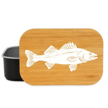 Großer Zander Fisch Fang Vektor - Lunch Box - Schwarz - Vorne