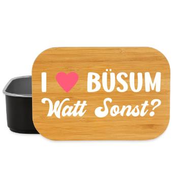 BÜSUM WATT SONST? Nordsee Urlaub Lustiges - Lunch Box - Schwarz - Vorne