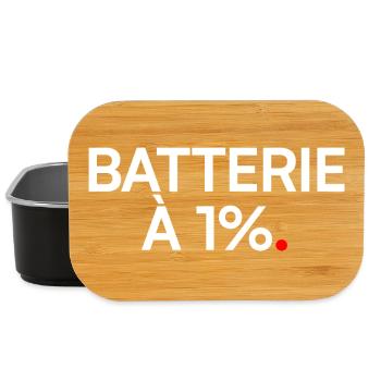 Batterie à 1% humour fatigue travail - Boîte à goûter - noir - Devant