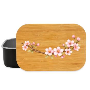 Motif printanier de branche de cerisier - Boîte à goûter - noir - Devant