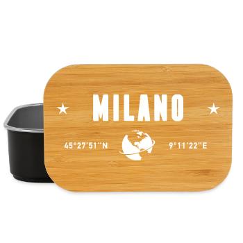 Milan Italy Coordinates Planet Earth White - Lunch Box - black - Front