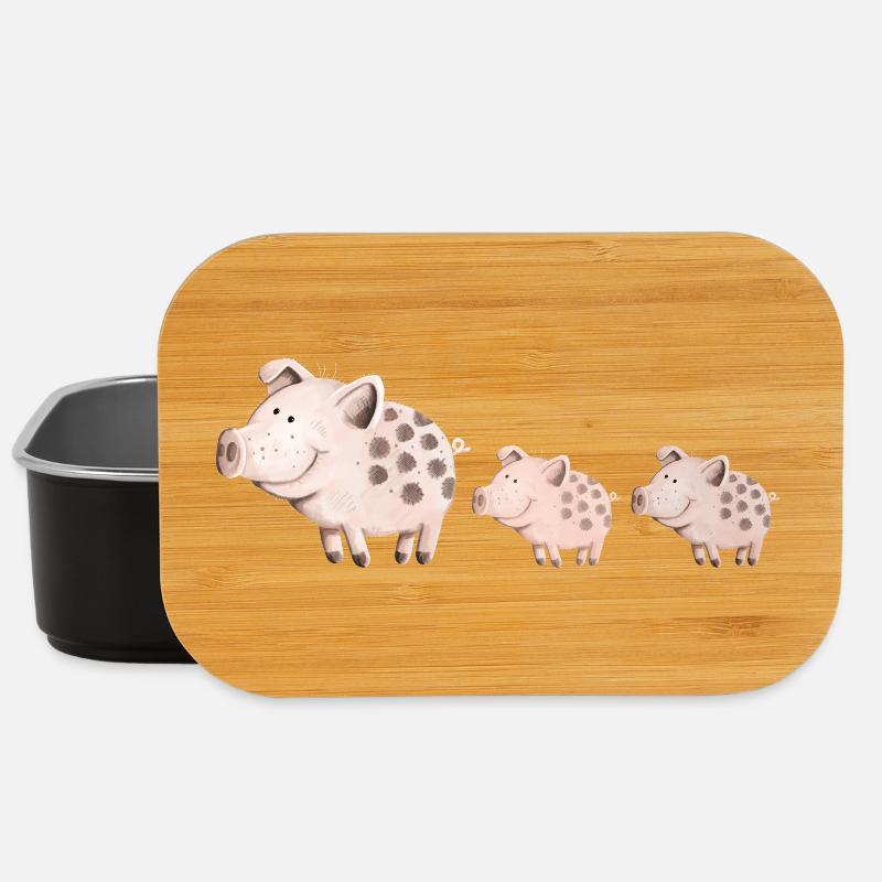 Schweine Familie - Lunch Box - Schwarz