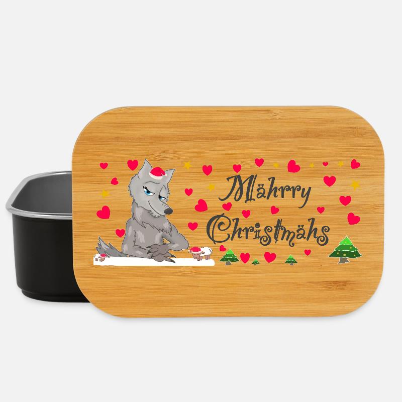 Kultiger Wolf Weihnachten, MÄHrry Christmähs Herz - Lunch Box - Schwarz