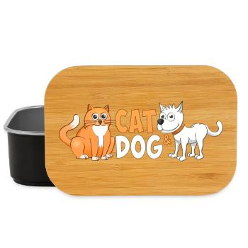 Cheerful image of a cat and dog. - Lunch Box - black - Front