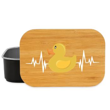 Humorvolle Gummiente mit Herzschlaglinie - Lunch Box - Schwarz - Vorne