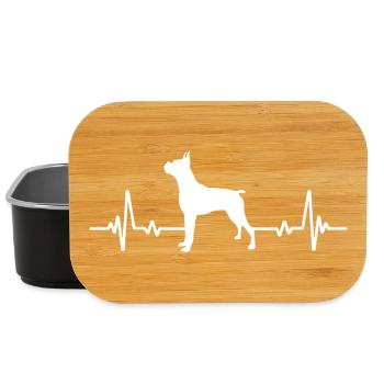 Boxer Hund Herzschlag EKG - Lunch Box - Schwarz - Vorne