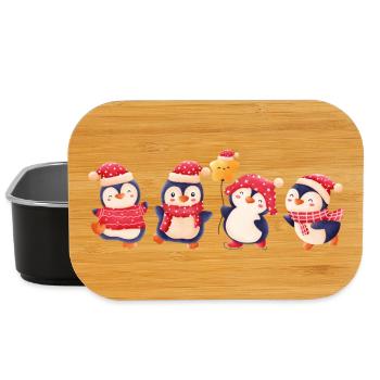 Drôle de pinguin Noël - Boîte à goûter - noir - Devant