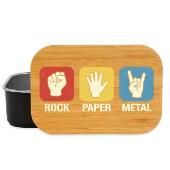 Rock Paper Metal – Retro Rock Scissors Design - Boîte à goûter - noir - Devant