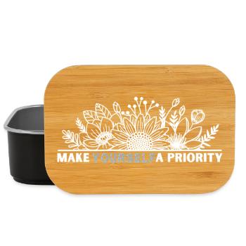 Blumenmandala Priorität auf Dich - Lunch Box - Schwarz - Vorne