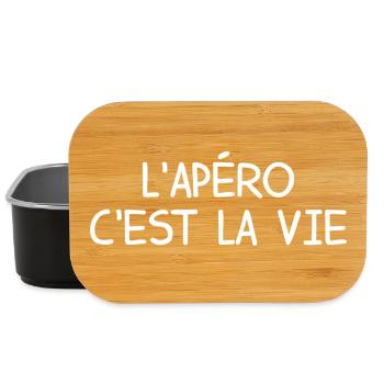 L Apero C Est La Vie T-Shirt Cadeau Humour - Boîte à goûter - noir - Devant