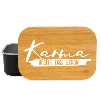 Karma Regelt Das Schon Spruch Design Geschenk - Lunch Box - Schwarz - Vorne