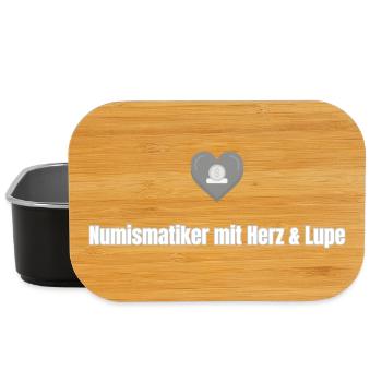 Numismatist with heart & magnifying glass - Lunch Box - black - Front