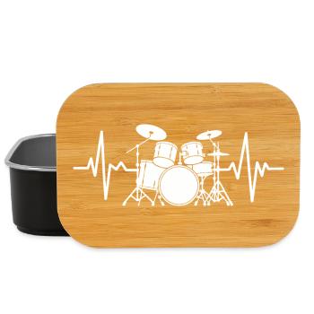 Heartbeat Drumset Pattern - Lunch Box - black - Front