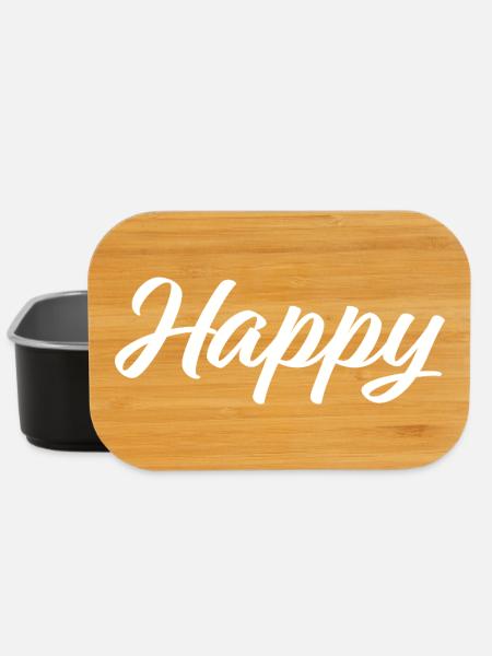 Logotype « Happy » blanc - Boîte à goûter - noir