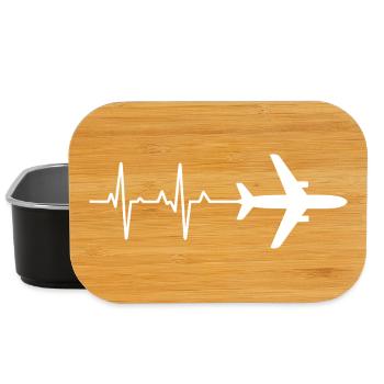 Flugzeug Herzschlag Muster - Lunch Box - Schwarz - Vorne