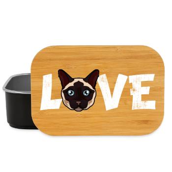Siamese Cat Love Cartoon Face Blue Eyes Cat Mom - Lunch Box - black - Front