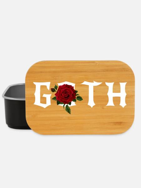 Goth, Gothic Theme with a Red Rose - Lunch Box - black