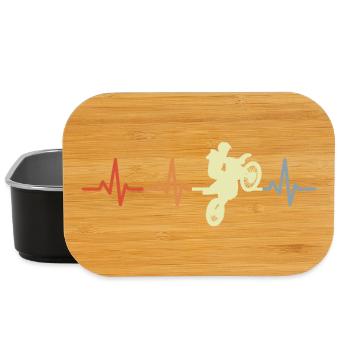 Motocross Fahrer Herzfrequenz Vintage - Lunch Box - Schwarz - Vorne