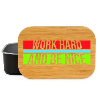 Work Hard Be Nice Motivation Positive Spirit Quote - Lunch Box - black - Front