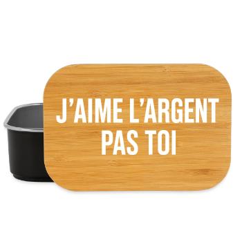 J'aime L'argent Pas Toi Humour Drôle - Boîte à goûter - noir - Devant