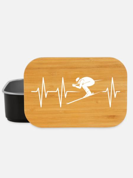 ski skier Wintersport Berge Herzschlag Puls icon - Lunch Box - Schwarz