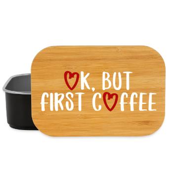 ok first coffee coffee saying font breakfast - Lunch Box - black - Front