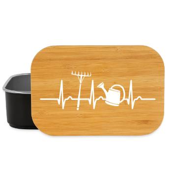 EKG Kurve - Herzkurve - Puls - Garten - Gärtner - Lunch Box - Schwarz - Vorne