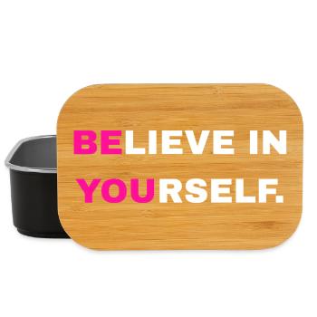 "Believe in yourself" lettering - Lunch Box - black - Front