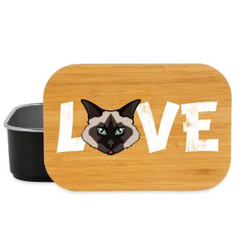 Illustration de race drôle de chat Birman Love - Boîte à goûter - noir - Devant