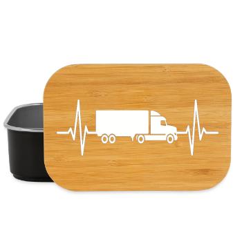 Truck Heartbeat Truck Driver Truck - Lunch Box - black - Front