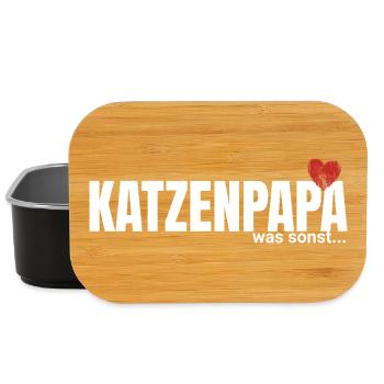 Katzenpapa mit Herz - Lunch Box - Schwarz - Vorne
