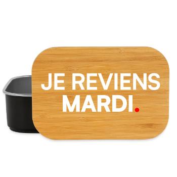 JE REVIENS MARDI – Humour travail lundi - Boîte à goûter - noir - Devant