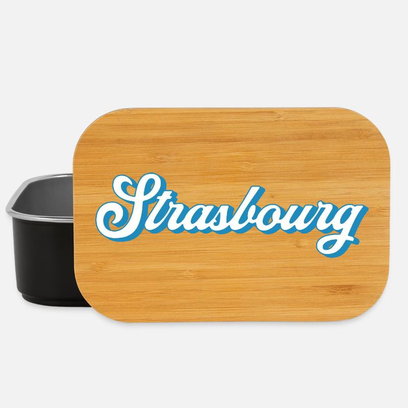 Strasbourg Schriftzug – Retro Frankreich Style - Lunch Box - Schwarz