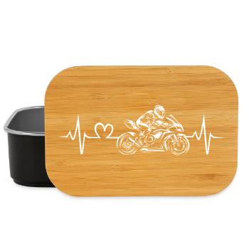 Motorradfahrer Herzschlag Design - Lunch Box - Schwarz - Vorne