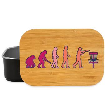 Disc Golf Evolution Funny Disc Golfer Flying Disc - Lunch Box - black - Front