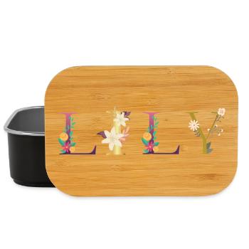 LILY Name mit Blumen geschmückt - Lunch Box - Schwarz - Vorne