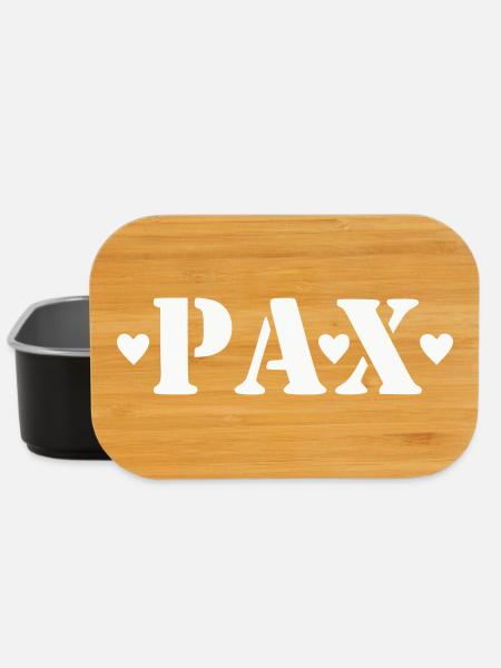 Pax - Frieden - Slogan mit Herzen - Lunch Box - Schwarz