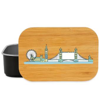 London City Skyline Tower Bridge Line Art - Lunch Box - Schwarz - Vorne