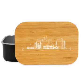 City Pulse Skyline Line Art - Lunch Box - black - Front