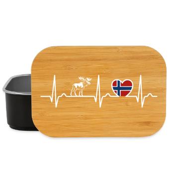 Herzkurve Norwegen EKG, Puls, Elch, Geschenk - Lunch Box - Schwarz - Vorne