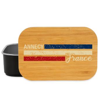 France - Annecy - France - Flag - Stripes - Lunch Box - black - Front