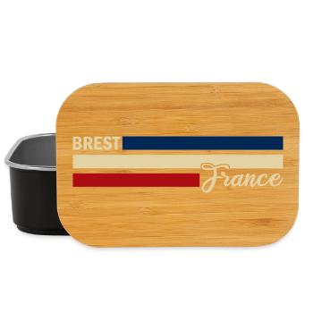 France - Brest - France - Flag - Stripes - Lunch Box - black - Front