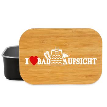Schwimmmeister Liebe Bademeister Herz - Lunch Box - Schwarz - Vorne