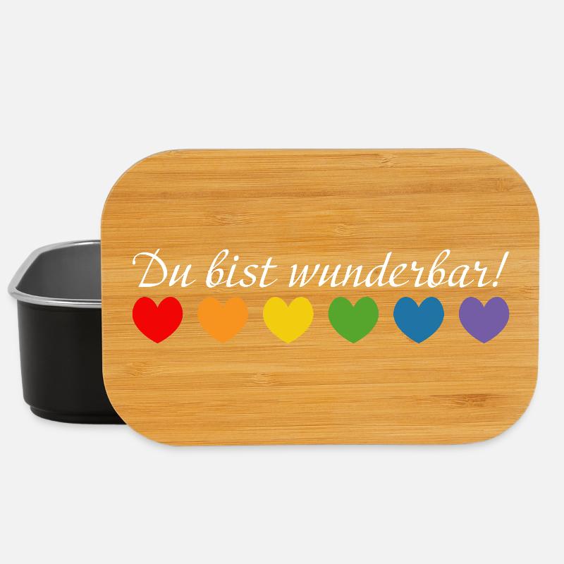 Regenbogenherzchen du bist wunderbar white - Lunch Box - Schwarz