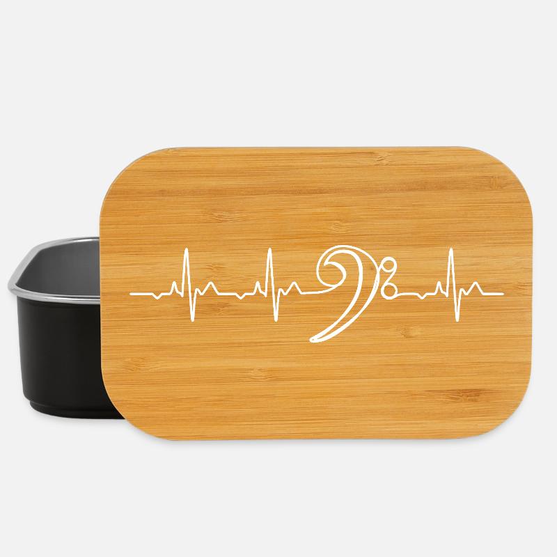 Bass Clef Heartbeat Music Lover - Lunch Box - black