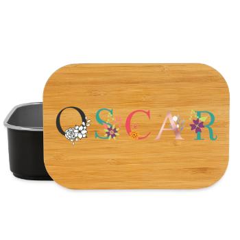 OSCAR Name Art With Flowers Embroidered - Lunch Box - black - Front