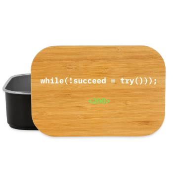 while( !succeed = try())) ; – Chemise de développeur - Boîte à goûter - noir - Devant