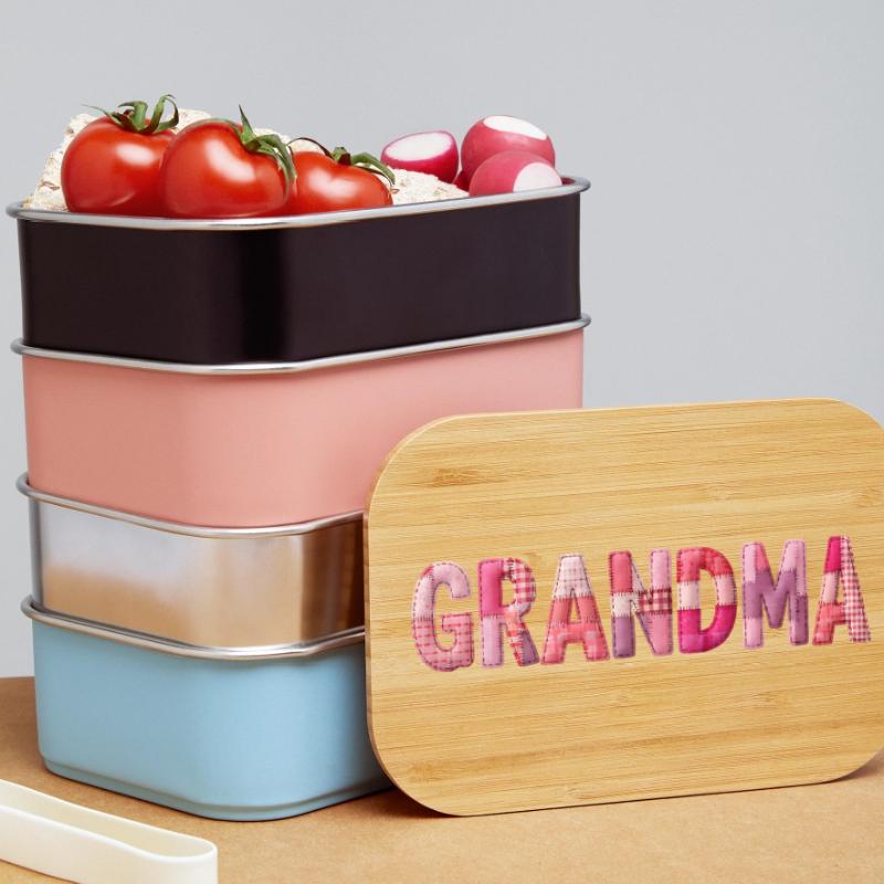 Großmutter Pink Plaid Buchstaben Patchwork Lunch Box